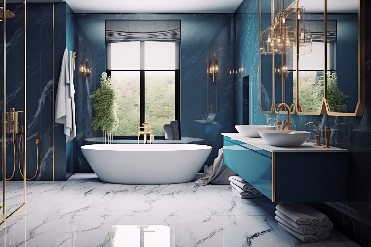 Ein blaues Badezimmer